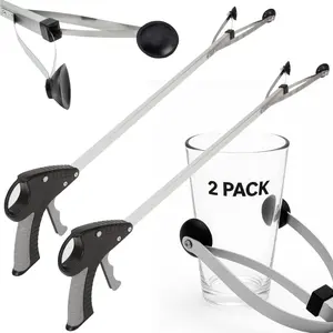 Vive Suction Cup 32" (2 Pack) - Elderly Grab It Reaching Pickup Tool for Seniors - Trash, Sticks, Litter Picker - Long Reach Handle & Extension Arm Claw