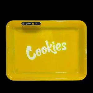 YELLOW Color Glow Light Up Rechargeable Large Tray Bakeware Kitchen Plates Plastic, No Box.
