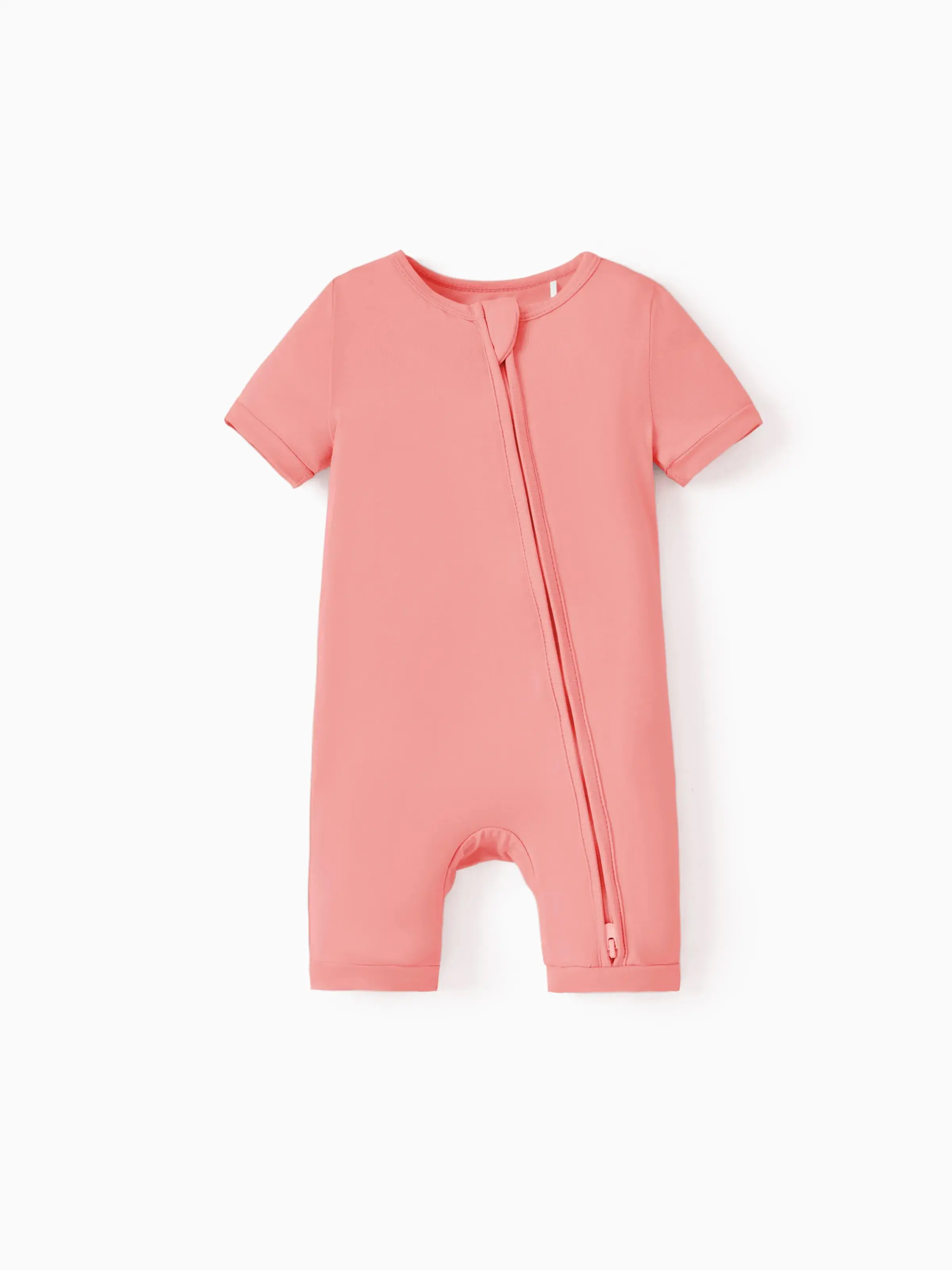Bamboo Baby Boy / Girl 2-Way Zip Onesies Anti Slip Childlike Food Pattern Bamboo Sleepwear (Snug-Fitting)  Pink