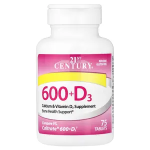 21st Century 600+D3, Calcium & Vitamin D3 Supplement, 75 Tablets