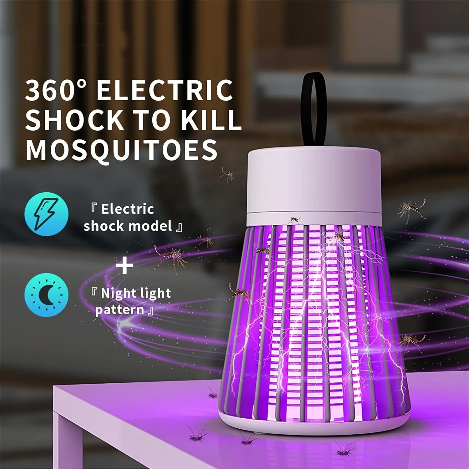 Bug Zapper, Mosquito Zapper Fly Trap Mosquito Killer Lamp USB Electric Radiationless LED Mute Bed Bug Killer Indoor for Mosquito Insect Gnat Moth Fruit Flies with a Small Brush