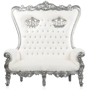 Silver Double Crowned Throne Chair (White/Silver)