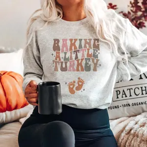 Baking a little Turkey Pregnancy Announcement Sweatshirt Fall Maternity Sweater Autumn Baby Reveal Outfit Thanks Can be used with raincoat