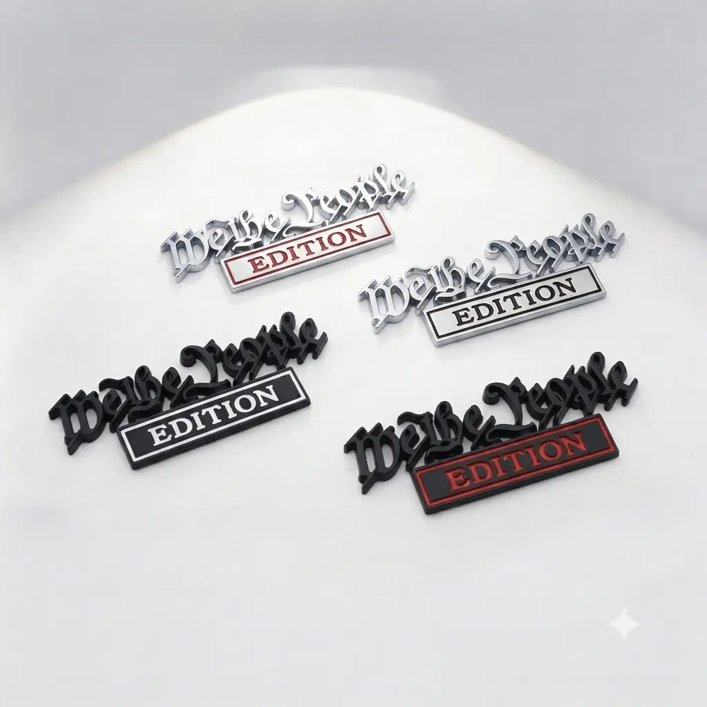 3D Logo Zinc Alloy "We the People" Car Decorative Sticker - Metal Automotive Exterior Rear Body Modification Decal, Decorative Car Accessory