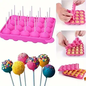 20-Piece Silicone Lollipop Mold, Non-Stick, Heat Resistant, Dishwasher Safe, Freezer Friendly, BPA-Free, Ideal for Cake Balls, Chocolate, Candy Making