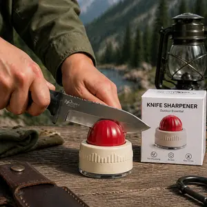 Mini Suction Cup Sharpening Stone, Spherical Suction Cup Quick Sharpening Tool, Household Kitchen Knife And Scissor Tool Artifact, Repairing and Restoring. (Milk White Red)