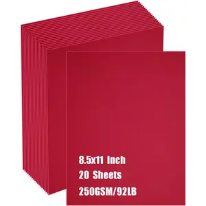 20 Sheets Red Cardstock 8.5 x 11 Inches, 250gsm/92 lb Thick Craft Paper for Making Cards, Invitations, Paper Crafts or Drawing