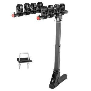 【Father's Day】VEVOR Hitch Mount Bike Rack, 4-Bike Carrier Rack, 150 LBS Capacity Bike Rack Hitch for 2-inch Receiver, Titling and Folding Bike Carrier with No-Wobble U Bolt and Strap, for Car, SUV, Truck, RV