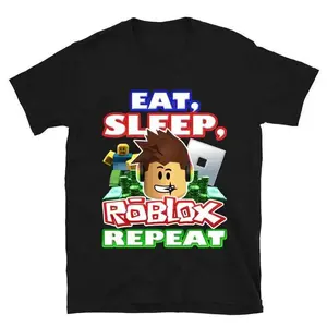 Eat, Sleep, Roblox Repeat Roblox Shirt Showcasing Nostalgic and Iconic Gaming Artwork