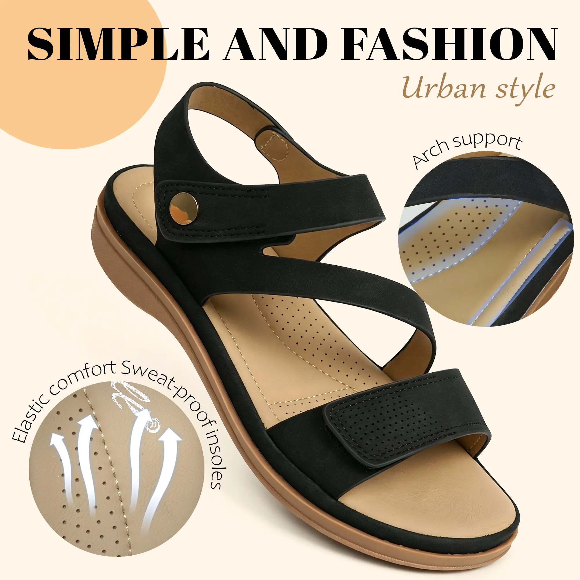 Women's Arch Support Sandals - Adjustable, Lightweight, Open-Toe Summer Shoes for Women 2026, Casual Sandals, Women's Sandals, Wide Feet Sandals