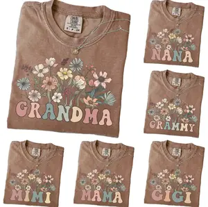 Comfort Colors Personalized Grandma T-shirt, Wildflowers Mama Shirt, Custom Grandparent Gift, Floral Nana Auntie Mimi Gigi Grammy Shirt, Mother's Day