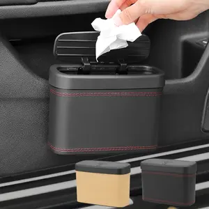 Multifunctional Car Press Storage Box, Car Console Organizer, PU Leather Vehicle Trash Can, Seat Back & Door Hanging Organizer, Car Organization Supplies, Lid Included