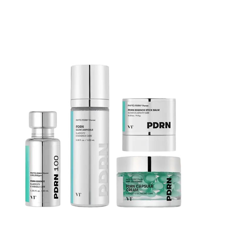 [VT COSMETICS] #1 viral Vegan PDRN Glow Skincare Bundle with PDRN Essence, Capsule Cream, Stick Balm & Glow Mist Ampoule | 100,000 PPM Vegan Phyto PDRN, Skin Barrier, Sensitive Skin & Glow Care | Summer Essential | Korean Pharmacy Skincare