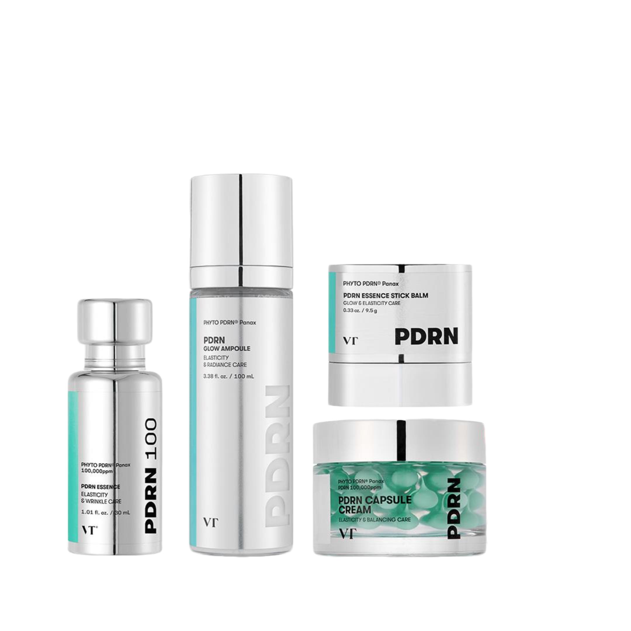 [VT COSMETICS] #1 viral Vegan PDRN Glow Skincare Bundle with PDRN Essence, Capsule Cream, Stick Balm & Glow Mist Ampoule | 100,000 PPM Vegan Phyto PDRN, Skin Barrier, Sensitive Skin & Glow Care | Summer Essential | Korean Pharmacy Skincare