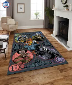 Horror Characters Halloween Rug Freddyy Kruegers Jas0n Vo0rhees Non-Slip Floor Carpet, Decoration Mat for home Living Room Bedroom, Room Decor, Home Decor