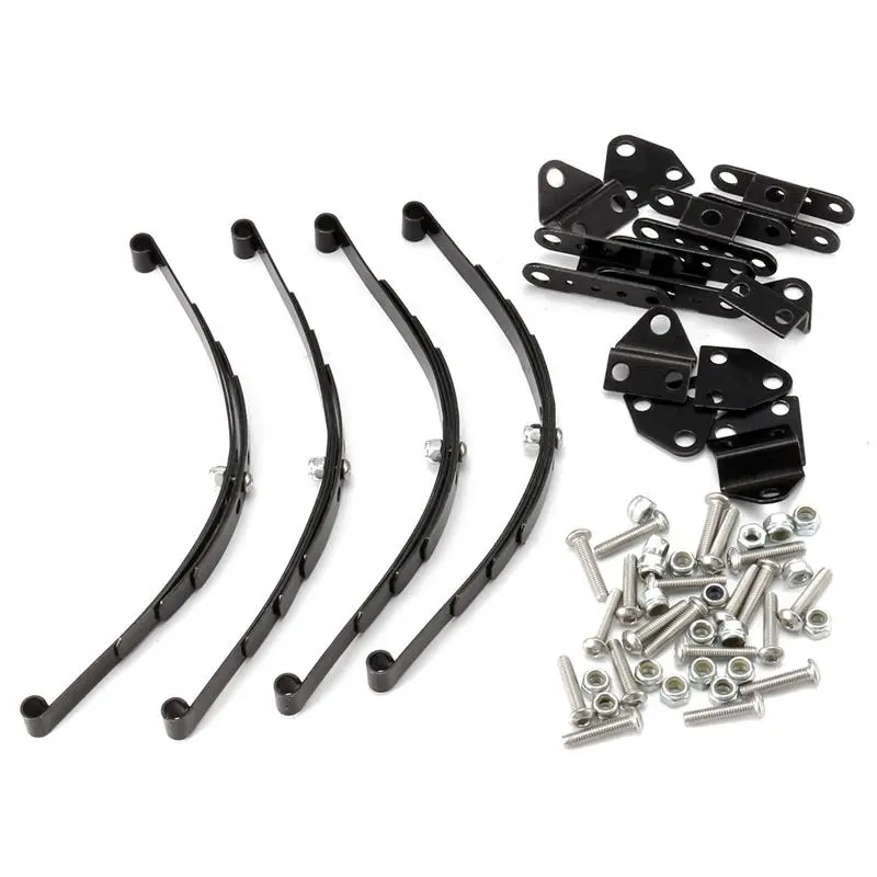 Leaf Spring Suspension Set, 4-Piece High-Lift Stamped Steel Kit for 1/10 Scale RC4WD D90 Crawler, Stiff Design for Increased Payload Capacity, No, Metal, Increases Payload Capacity