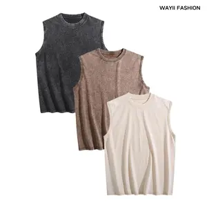 Wayii Fashion 3Pcs Mens Washed Tank Top Casual Sporty Style Comfortable Streetwear Vibe Cool Sleeveless Versatile Daily Breathable Shirt