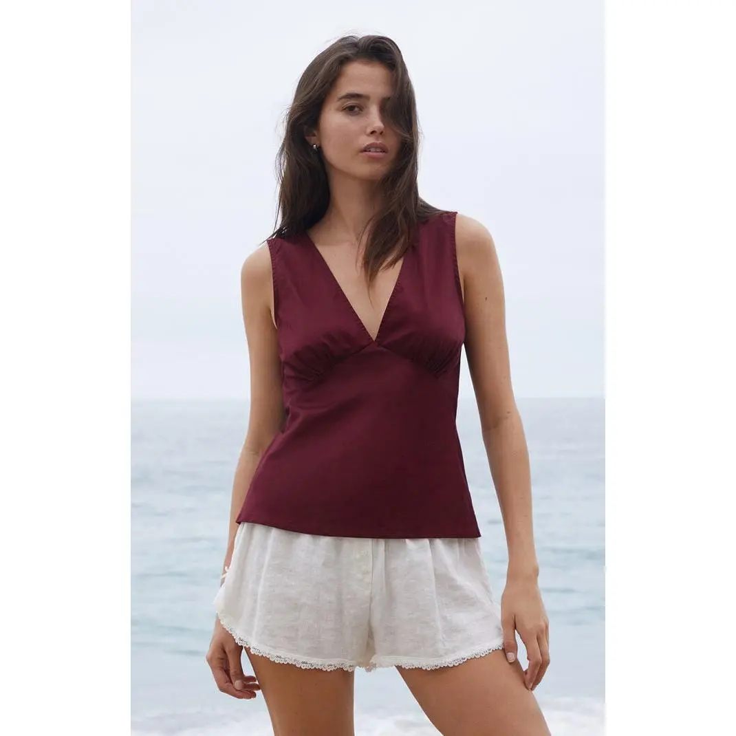 John Galt Women's Burgundy Rafaela Top
