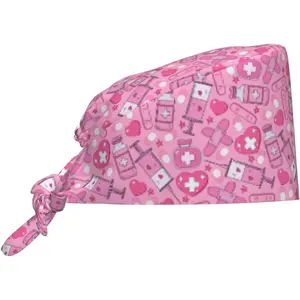 Working Cap Scrub Cap with Sweatband Adjustable Unisex Tie Back Hat for Cleaning Farm Nursing