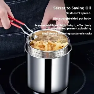 Mini Deep Fryer Stainless Steel, High Capacity with Filter Net, Ideal for Baby Food, Hot Milk, Fried Fries, Chicken Wings, Etc