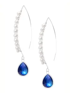 Sterling Silver Labradorite Doublet & Freshwater Pearl Threader Earrings