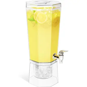 1.6 Gallon Drink Dispenser for Parties, 6L Plastic Beverage Container with Stand for Juice/Tea/Soda & Lemonade, Clear Water Pitcher with Spigot for Mimosa Bar Hosting 39 x 16 cm/15x6"