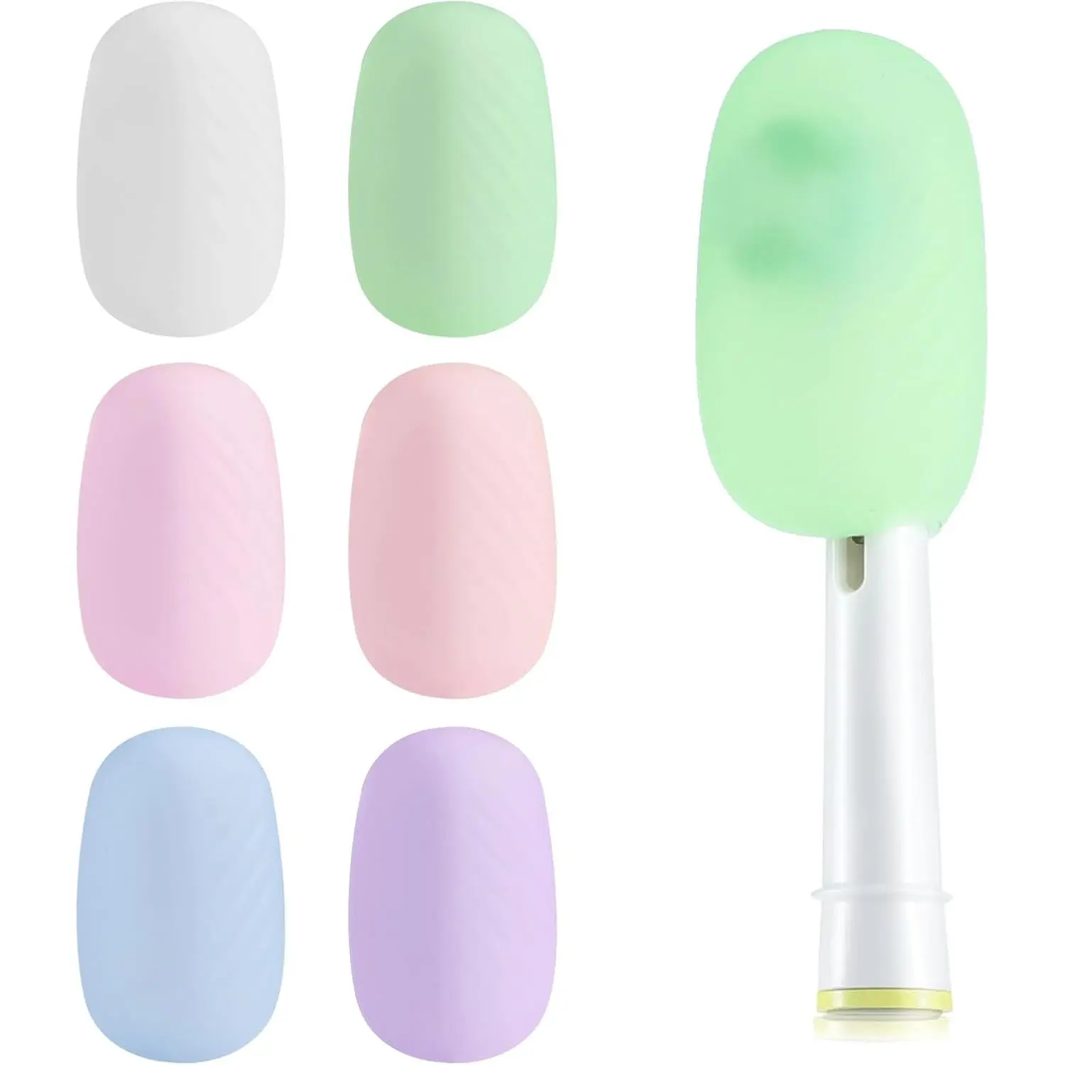 6-Pack Silicone Toothbrush Kit - Bathroom Toothbrush Holder Add-On for Electric and Manual Brush Heads, Comfortable Oral Care Accessory