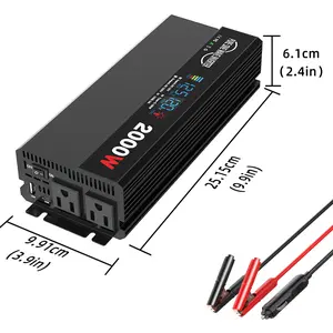 Pure Sine Wave 800W/2000W Power Inverter 12V To 110V 120V With LCD Screen Display, 36W Type-C Port, 5V/3A USB Port, Double US Outlets With Cigarette Lighter