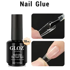 GLOZ 18ml Brush On Nail Glue, Extra Strong Adhesive for Press On Nails, Nail Tips & Acrylic Nails, Quick Dry Long Lasting Professional False Nail Bond Adhesive