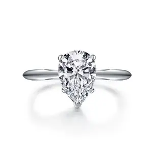 #36 (Pear Cut 2CT) 925 Sterling Silver Synthetic Moissanite Ring