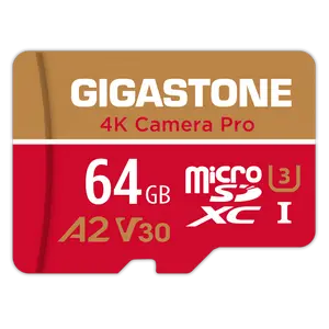 Gigastone - Microsd A1 V30 Memory Card 64gb - Red And Gold