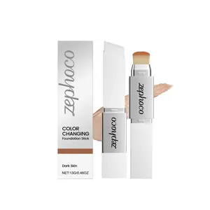 zephoco The Dark Skin Two-In-One Color-Changing Foundation Stick Is Light, Hydrating, Natural, Adheres Well Without Sticking, And Provides A Light, Clear And Transparent Foundation