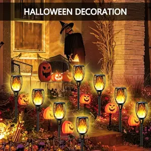 8pcs Outdoor Warm Light Solar Torch Lights, Waterproof LED Flashlight for Outdoor Decoration, Ip44 Garden Patio Lighting