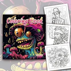 Psychedelic Mushroom Pattern Coloring Book, 1 Count 30 Pages Cartoon Pattern Coloring Book, DIY Painting Supplies for Teenager, Adult