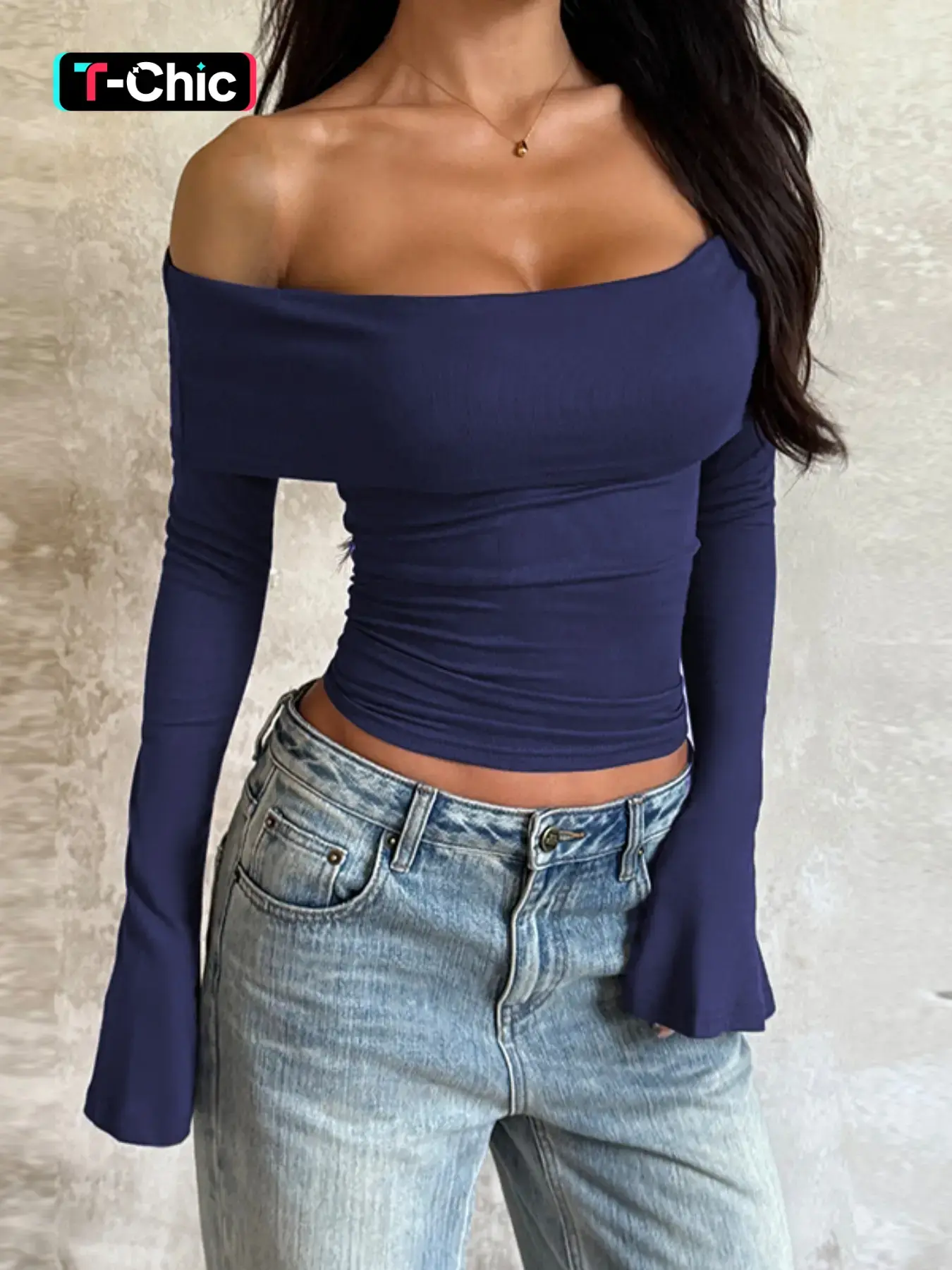 Wowdark One Shoulder Sexy Fitted Long Sleeve Top, Shirts, Plain Pattern, Fall Fashion, Women's Casual Wear, Stylish and Comfortable, Perfect for Daily Use, Womenswear