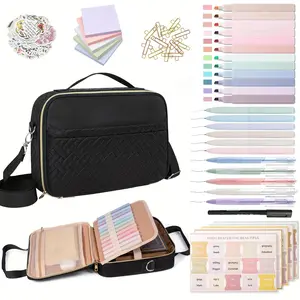 Large Capacity Bible Bag with Art Markers & Highlighters & Markers, 1 Set Portable Bible Study Bag, Bible Learning Supplies, Christian Gift for Women