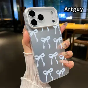 Phone Case for iPhone 17 Pro Max 16 Plus 15 14 13 12 11 Air E Blue Bow Elegance Anti-Scratch Shockproof Soft Silicone Protective Cover