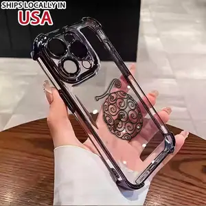 One piece Luffy Shanks pattern aesthetic electroplated TPU casing for iPhone 16 15 14 13 12 11 x XS Pro Plus Max Four Corners anti-fall transparent soft silicone gift shockproof anti-drop protection protective phone cases shell cover