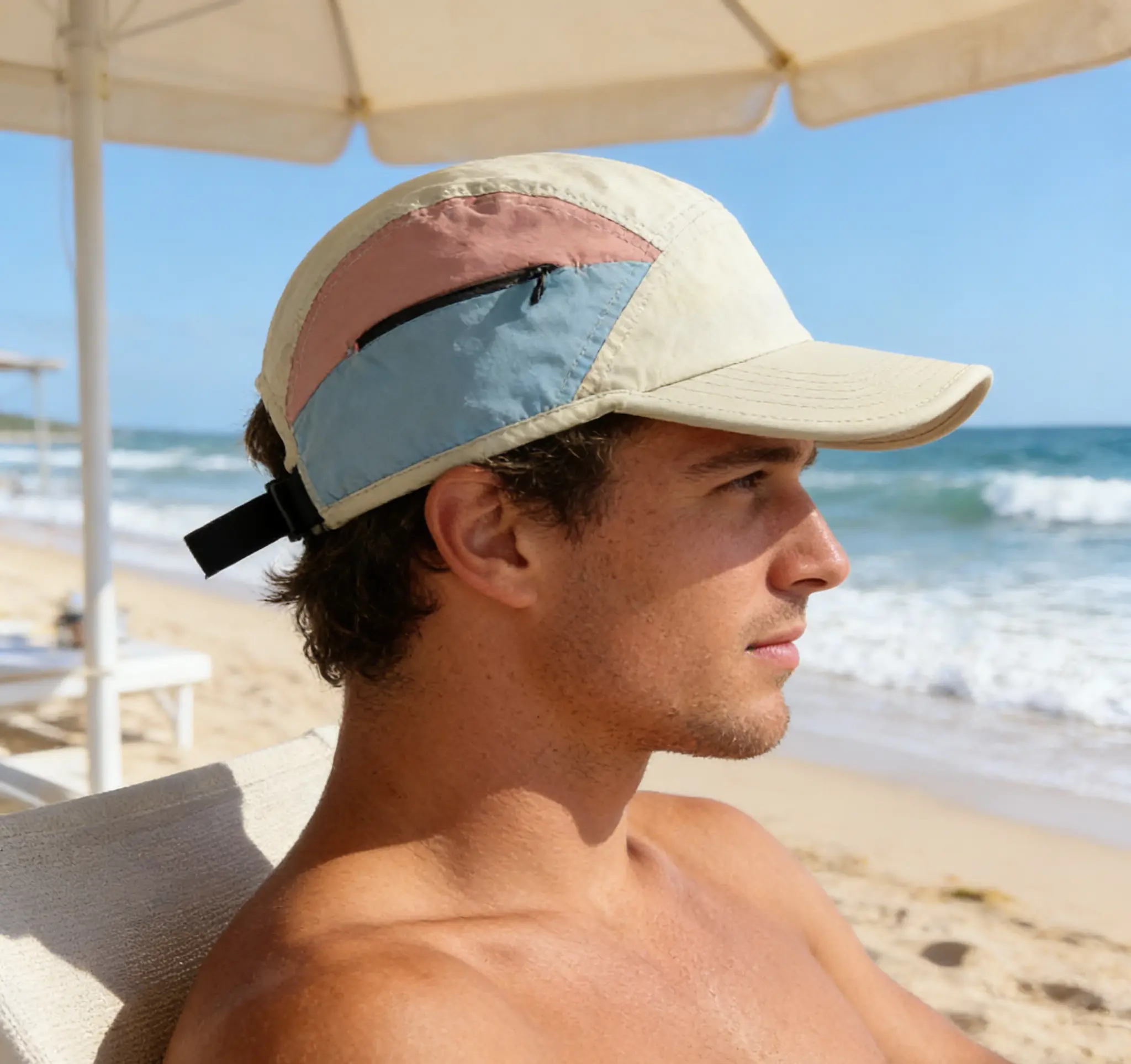 Summer beach surfing hat for men, outdoor breathable, UV-resistant cap, mountaineering sun protection hat, versatile baseball cap