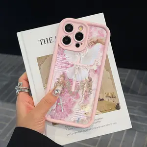 Creative Angel pattern phone case, Cross pattern phone cases for iPhone, fashion phone protective case, phone accessories for iPhone  17 Pro Max Plus Air/11 12 13 14 15 16 Pro Max/Pro/Plus