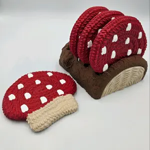 3D Printed Mushroom Coaster Set – Cottagecore Forest Decor Tableware Aesthetic