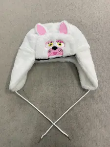 American Bear Mango Cartoon Plush Beanie Hat, Fox Fleece Ear Warmer Cap, Unisex All-Season Warm Hat, Cute Style