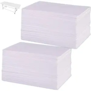 50 Pack Disposable Bed Sheets,  Bed Cover, 31 x 67 Inches Massage Table Sheet Non-Woven Fabric for  Treatments, Beauty Salon, , Hotels (White)