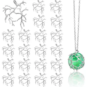 20 Pendant Trays For Making Branch Shape Metal Claw Cage Frames Backing Necklace Open Bezels Diy Craft