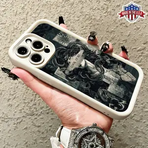 Cool Dark Medusa Gothic Collage Aesthetic Protective Casing for iPhone 17,16,15,14 Pro Max,13,12,11,XR,XS Plus,Air - Slim,Shockproof,Anti-Drop,Durable TPU Smartphone Cellphone Accessory Cover
