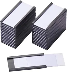 EEOYU Magnetic Label Holders with Magnets, Data Card Holders with Clear Plastic Protectors, Set of 30 (1 X 2 Inch) Eeoyu