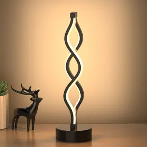 Infinity Spiral LED Table Lamp Black, Dimmable Metallic Bedside Lamp with Touch Controller, 3 Colour Temperature, 15.8 Inch Height, Decorative Lamp for Home, Living Room