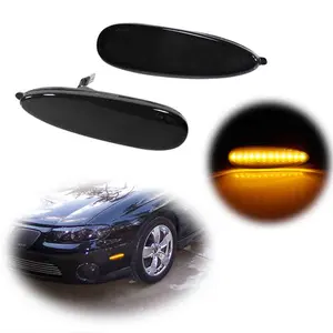 2PCS Smoke Lens Amber LED Front Bumper Side Marker Lights Parking Lights Kit For Pontiac GTO 2004 2005 2006