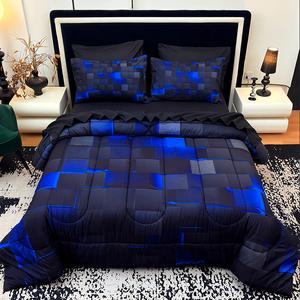 [Weekly Deals] Four Seasons Technology quilt Set 3/6/7-piece set,digital printing,available all year,a must for avant-garde bedrooms,instantly adding a cyber atmosphere,a modern room is quickly refreshed,technology-themed bedding,bedroom decoration, summe