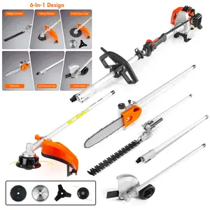 NEOTEC 26cc/52cc Multi Functional Trimming Tools Set with 31.5-inch Extension Pole String Trimmer Hedge Trimmer Brush Cutter Edger Pole Saw for Lawn & Garden Cutting